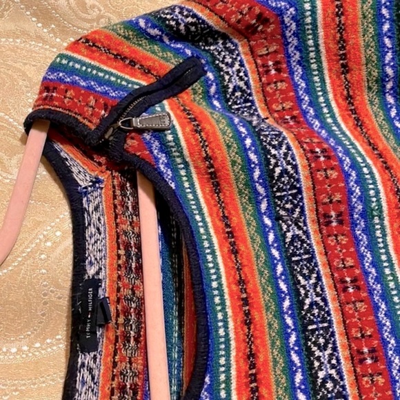 Tommy Hilfiger South West Pattern Crop Sweater Modified Raw Edge ✂️ sZ Medium - Picture 3 of 4